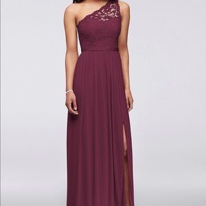 Wine color- one shoulder bridesmaid dress size 12